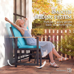 Outdoor Glider Bench for 2 Person, Patio Glider Loveseat with Thick Cushions for Garden Balcony Porch, Dark Grey
