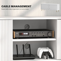 TV Stand with Storage for 55 Inch TV, Modern TV Cabinet with 2 Open Shelves and 2 Cabinets for Living Room, Black