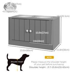 Elevated Dog Bowls for Large Dogs Pet Feeding Station with Stand, Storage, 2 Stainless Steel Food and Water Bowls, Black, 23.6" x 11.8" x 14"
