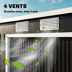 7' x 4' Galvanised Steel Garden Shed, with Foundation Kit - Green