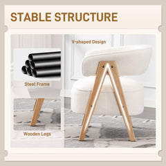 Sherpa Fleece Accent Chair, Upholstered Armchair with Solid Wood Legs and Steel Frame for Living Room, Light Brown