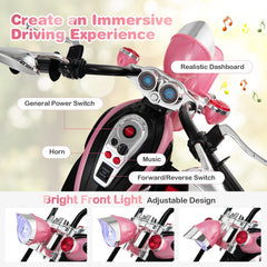 6V 3 Wheel Kids Ride On Chopper Motorcycle with Rear View Mirrors and Brake Pedal, Pink