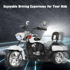 6V 3 Wheel Kids Ride On Chopper Motorcycle with Music, Horn and Starting Sound, White