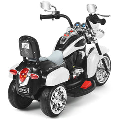 6V 3 Wheel Kids Ride On Chopper Motorcycle with Music, Horn and Starting Sound, White
