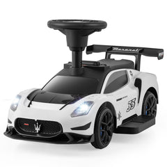 6V Licensed Maserati Toddler Ride On Push Car with Anti Roll Baffle and Under Seat Storage, White