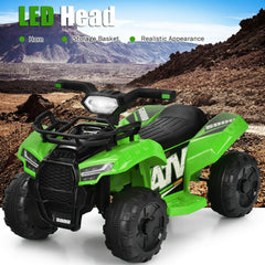 6V Kids Ride On ATV Quad with Front Storage Box and 40 Minute Run Time, Green