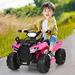 6V Kids Ride On ATV Quad with LED Headlight, Horn and MP3 Input, Pink