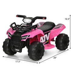 6V Kids Ride On ATV Quad with LED Headlight, Horn and MP3 Input, Pink