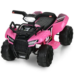 6V Kids Ride On ATV Quad with LED Headlight, Horn and MP3 Input, Pink