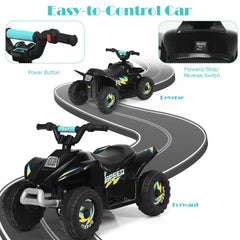 6V Kids Electric Ride On ATV Quad with 12000 RPM Motor and 45 Minute Run Time, Black