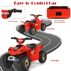 6V Kids Electric Ride On ATV Quad with Forward and Reverse and 66 lb Capacity, Red