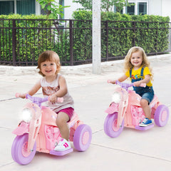 6V 3 Wheel Kids Ride On Bubble Motorcycle with 1.5 Hour Playing Time, Pink and Purple