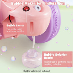 6V 3 Wheel Kids Ride On Bubble Motorcycle with 1.5 Hour Playing Time, Pink and Purple