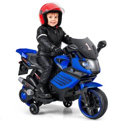 6V Kids Ride On Motorcycle with Detachable Training Wheels and 15W Motor, Navy