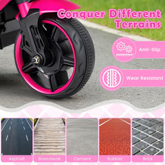 6V Kids Ride On Motorcycle with Horn, Music, Volume and Battery Indicator, Pink