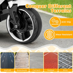 6V Kids Ride On Motorcycle with Anti Slip Wheels and Five Surface Range, White