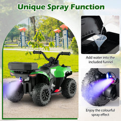 6V Kids Ride On ATV with Spray Function, Three Songs and Volume Control, Green