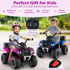 6V Kids Ride On ATV with Spray Function, Bright Headlight and Foot Pad, Pink