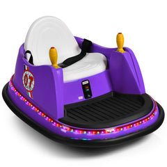 Kids Ride On Bumper Car with 360 Degree Joystick Steering, Universal Wheel, Light Ring and Parent Remote, Ages 2 to 5, Purple