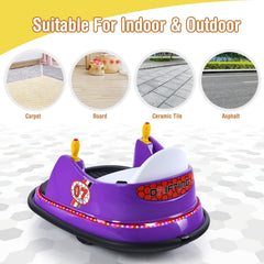 Kids Ride On Bumper Car with 360 Degree Joystick Steering, Universal Wheel, Light Ring and Parent Remote, Ages 2 to 5, Purple