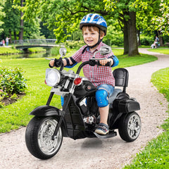 6V 3 Wheel Toddler Chopper Motorbike with 18W Motor and 80 Degree Adjustable Headlight, Black