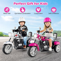 6V 3 Wheel Toddler Chopper Motorbike in Police Livery with Adjustable Headlight, Black and White