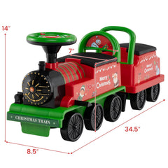 6V Kids Ride On Train with Detachable Carriage, 10 Wheels and Flashing LED Lights