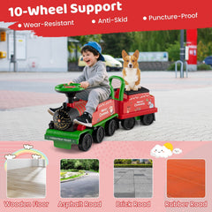 6V Kids Ride On Train with Detachable Carriage, 10 Wheels and Flashing LED Lights