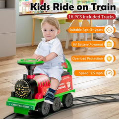 6V Kids Ride On Train Bundle: 16 Piece Track Train Plus 2 Seater Train with Carriage