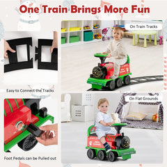 6V Kids Ride On Train Bundle: 16 Piece Track Train Plus 2 Seater Train with Carriage