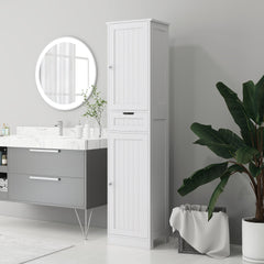 Freestanding Bathroom Cabinet with Drawer and 2 Doors, Tall Bathroom Cupboard for Kitchen, Study, Living Room
