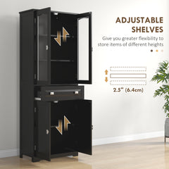 63" 4-Door Kitchen Pantry Cabinet, Freestanding Storage Cabinet Cupboard with Adjustable Shelves, Black