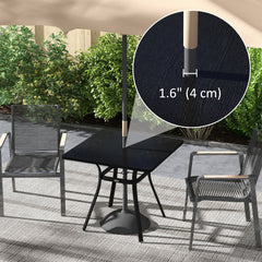Rectangle Patio Dining Table for 4 People with Steel Legs, Metal Tabletop for Garden, Backyard, Lawn, Balcony, Black