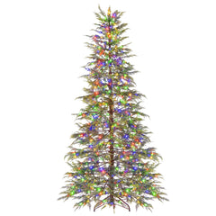 7.5 FT Pre-Lit Artificial Christmas Tree, Sparse Fir Shape, 725 TPE Tips and 500 Multicolour LEDs