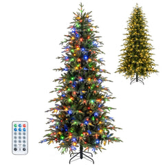 7.5 FT Pre-Lit Artificial Christmas Tree, Dual Layer PVC and PE, 1195 Tips, 400 LEDs, 11 Modes