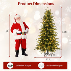 7.5 FT Pre-Lit Artificial Christmas Tree, Dual Layer PVC and PE, 1195 Tips, 400 LEDs, 11 Modes