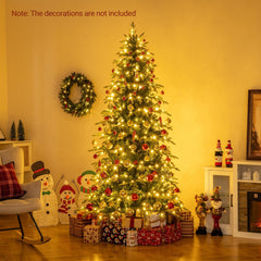 7.5 FT Pre-Lit Artificial Christmas Tree, Dual Layer PVC and PE, 1195 Tips, 400 LEDs, 11 Modes