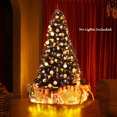 7.5 FT Black Artificial Halloween Christmas Tree, Hinged, 1258 PVC Tips with Metal Stand