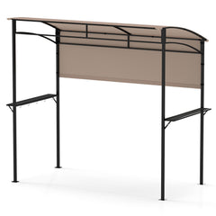7.8 x 4.4 FT Outdoor Patio BBQ Canopy with Metal Shelves and Bottle Openers-Brown