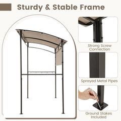 7.8 x 4.4 FT Outdoor Patio BBQ Canopy with Metal Shelves and Bottle Openers-Brown