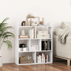 White 7 Cube Open Back Bookshelf with Raised Top Edge and 2 Anti Toppling Devices