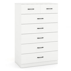 7-Drawer Tall Dresser with Metal Handles and Anti-Tipping Kits-White