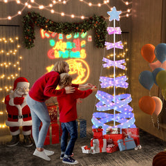 7 FT Outdoor Spiral Christmas Tree with 341 LED Lights, 34 Modes, Ground Stakes and Star Topper