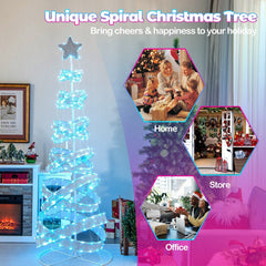 7 FT Outdoor Spiral Christmas Tree with 341 LED Lights, 34 Modes, Ground Stakes and Star Topper