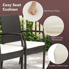 7 Piece Wicker Patio Dining Set for 6, 63 by 36 Inch Acacia Table with Rounded Corners and Six Armchairs