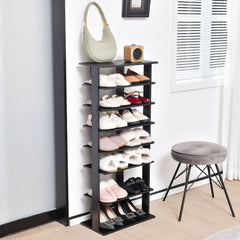 7-Tier Dual Shoe Rack Free Standing Shelves Storage Shelves Concise-Black