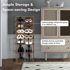 7 Tiers Vertical Shoe Rack for Front Door-Rustic Brown