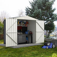 7 x 4 Feet Metal Outdoor Storage Shed with Lockable Door-Gray