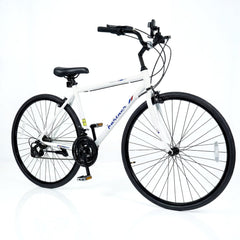 700C Hybrid Bike with Shimano 18 Speed and Phone Holder, White