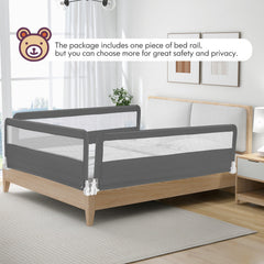 71 Inch Extra Long Swing Down Bed Guardrail with Safety Straps-Gray